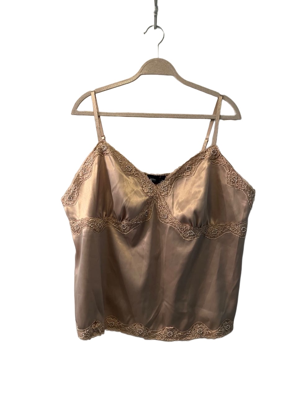 Silky Lace Trim Cami Tank In Gold